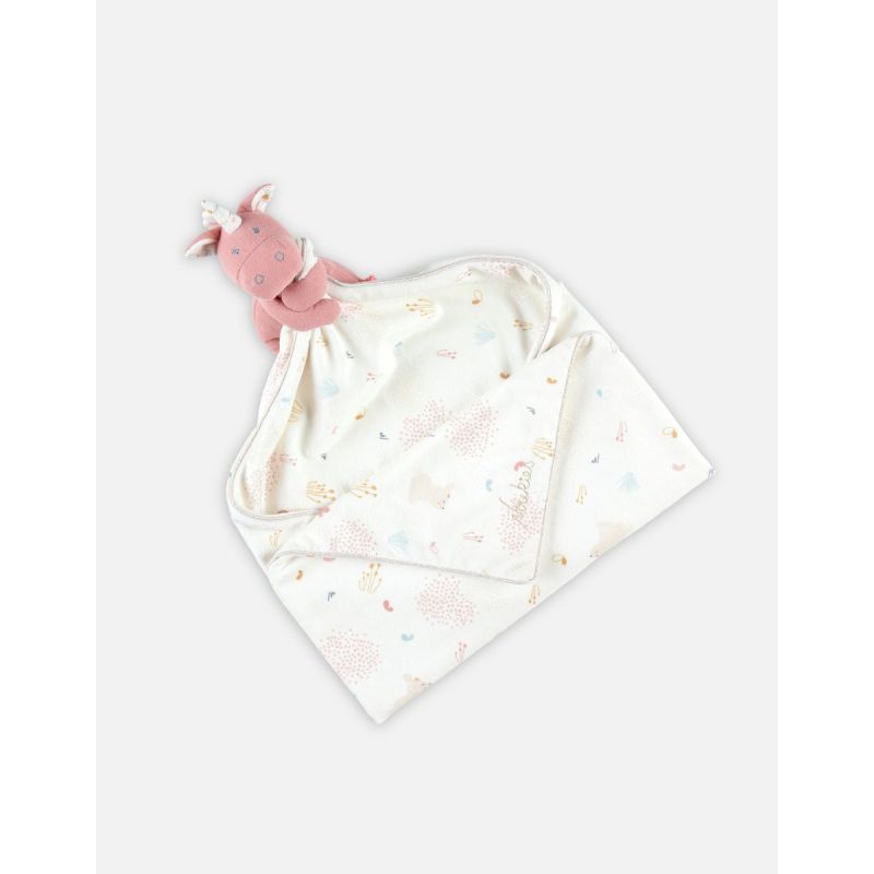  - lina et joy - couverture licorne rose blanc 50 x 50 cm 